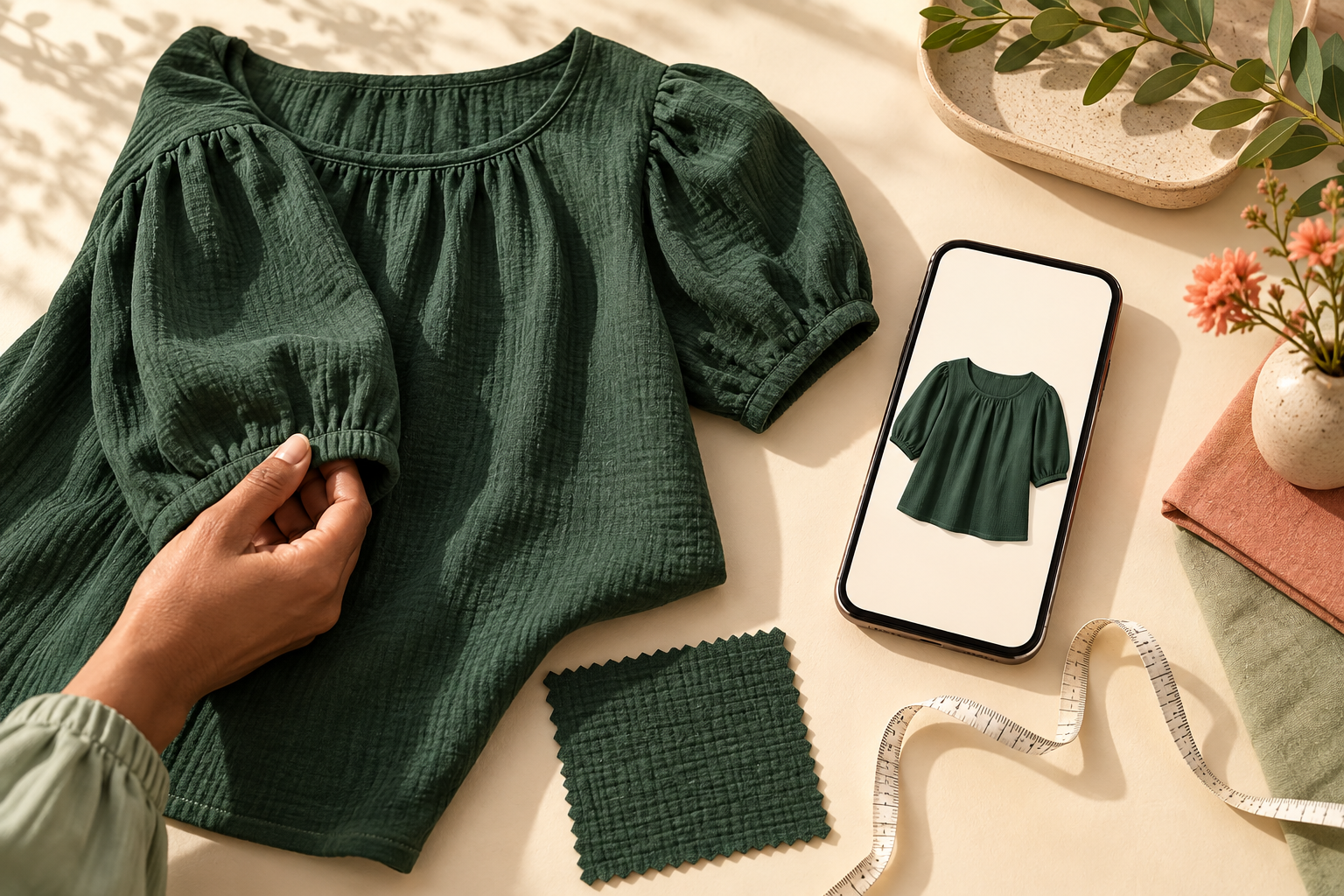 Comparing a garment’s details before making a choice